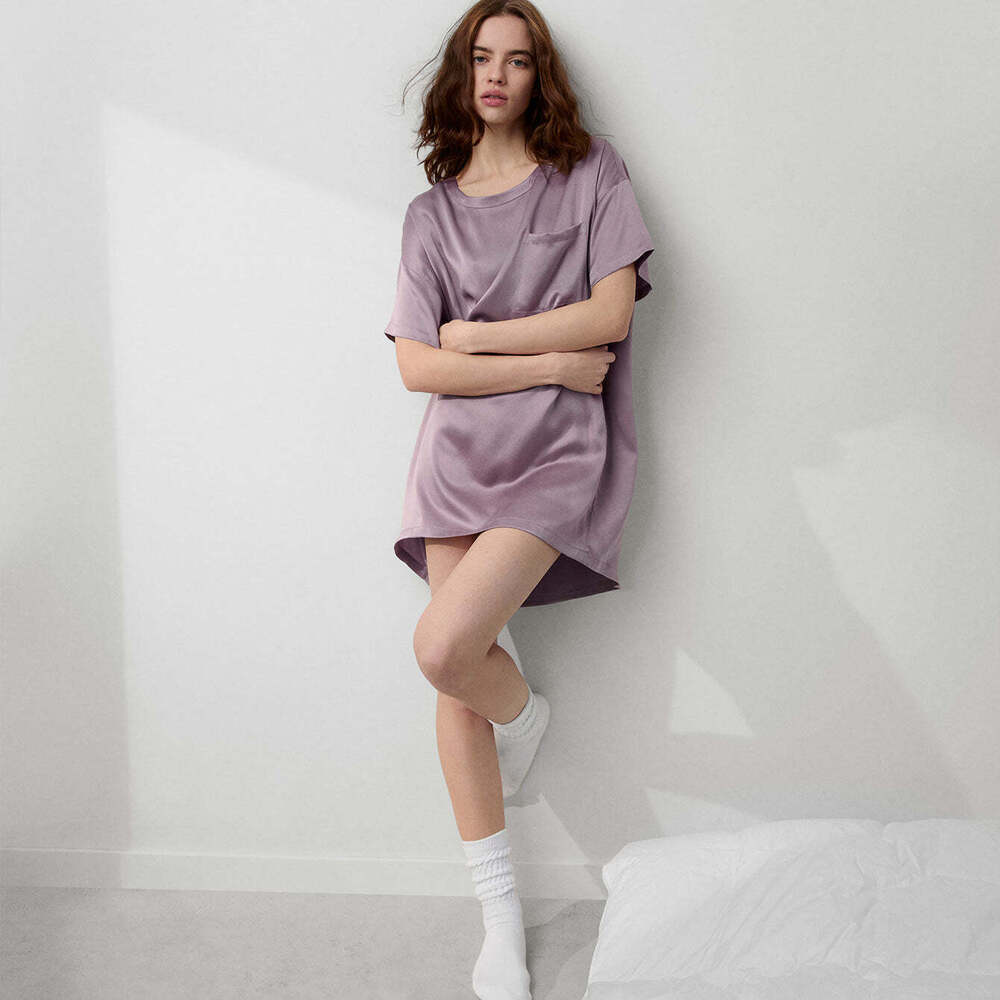 Lunya Washable Silk Oversized Sleep Tee Size MFrosted Crocus / M